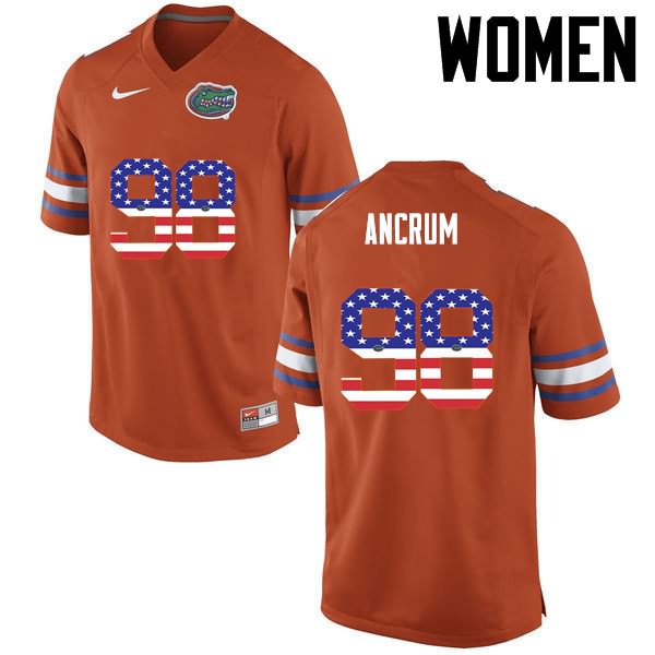 NCAA Florida Gators Luke Ancrum Women's #98 USA Flag Fashion Nike Orange Stitched Authentic College Football Jersey DBY0464NO